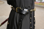 狻猊 belt, 織繞 belt, leather belt belt, 9-inch single-buckle, round neck robe, Hanfu belt, accessories, daily all-match items