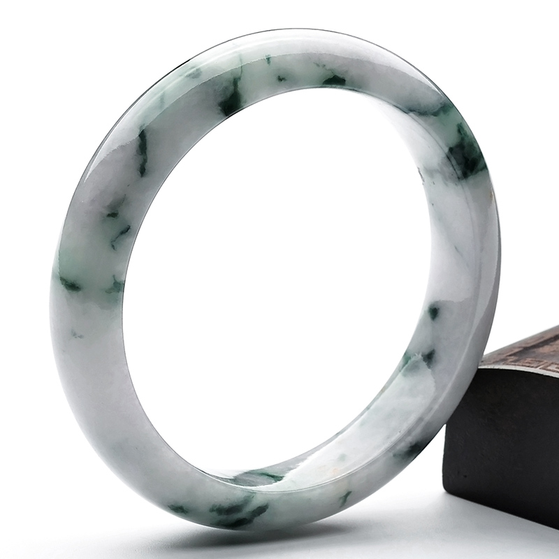 糯种白底飘花翡翠手镯56.8g