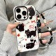 软萌可爱红苹果黑色猫咪链条适用于iphone16promax苹果14手机壳15新款15pro女16少女心13pm双层硅胶防摔软壳
