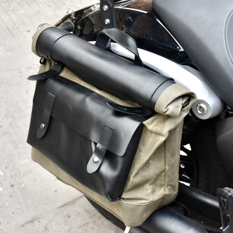 金吉拉灰石gv钱江闪300本田cm300复古摩托车帆布边包哈雷防水侧包