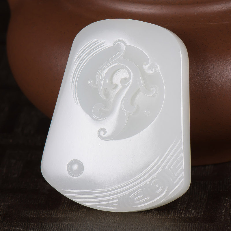 2# 国家级玉雕大师葛洪 新疆和田玉羊脂白玉挂件 凤牌 40克