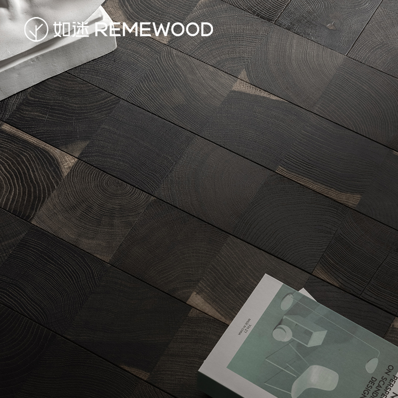 REMEWOOD欧洲橡木黑色化变工艺实木复合地板全桦环保基材地暖专用