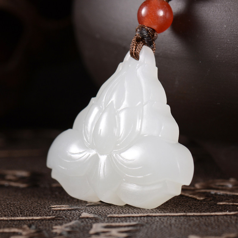 【白玉莲花】国家玉雕李剑 12g 和田玉羊脂挂件 语石良园
