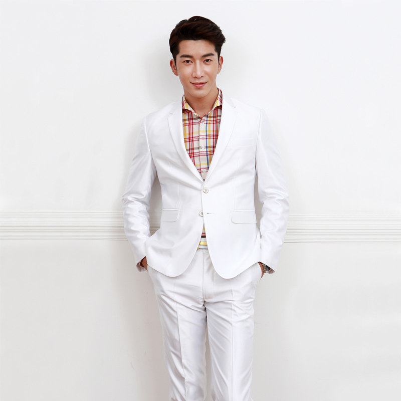白色单上衣西服菲狮顿新款西服休闲商务男装宴会帅气质新郎主持人