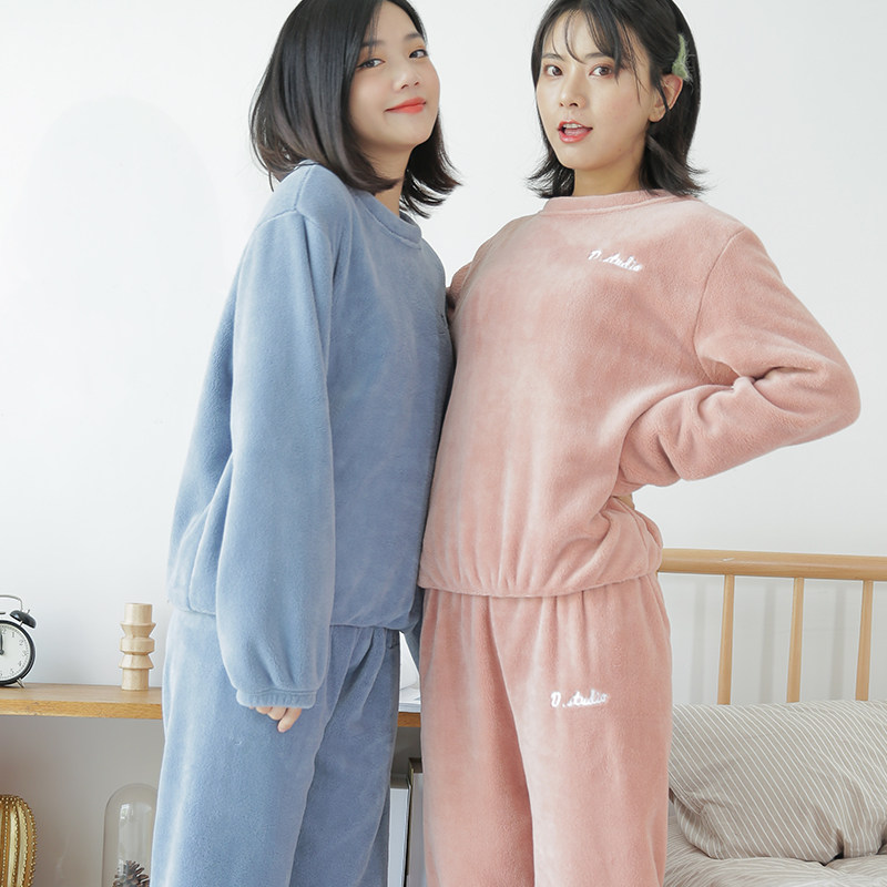 暖暖裤套装女秋冬新款韩版加厚珊瑚绒家居服睡衣睡裤两件套潮优惠券