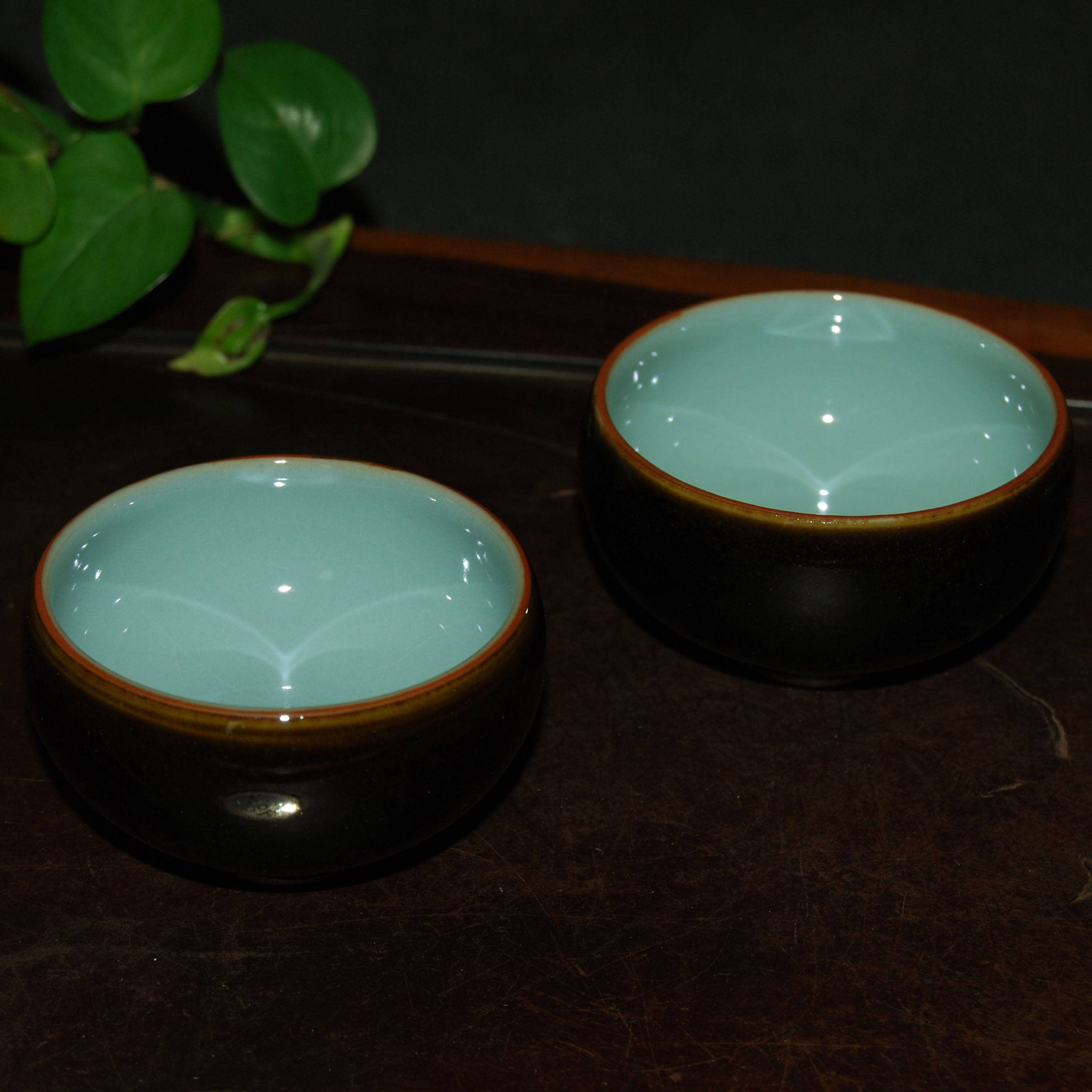 河南省汝瓷大师韩琴专场 河南省高级民间艺术大师 韩琴 双釉鸡心杯