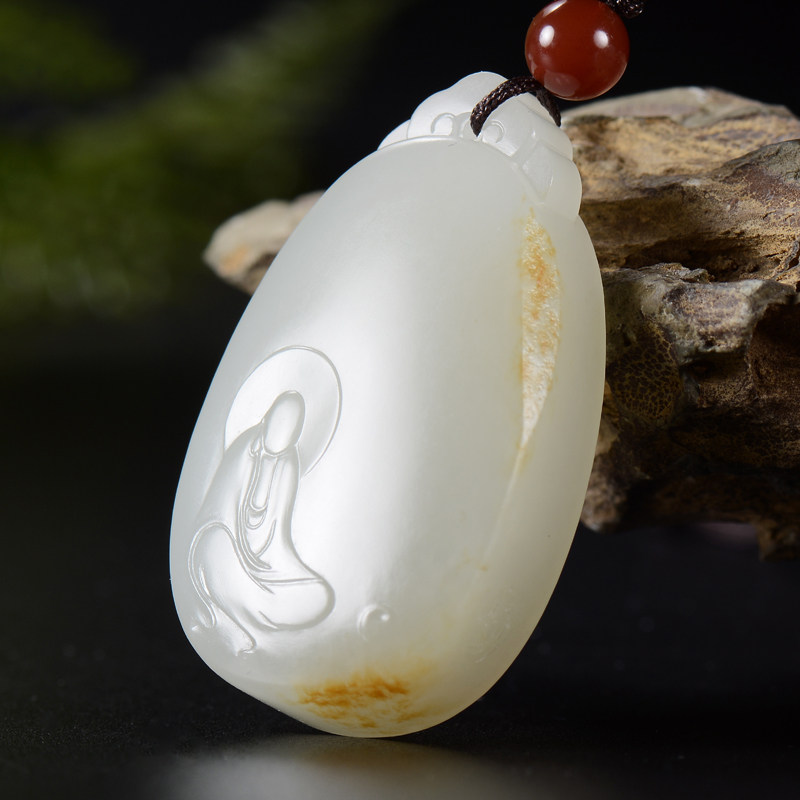 省级玉雕大师游高轩作品 新疆和田玉黄皮籽料20克悟道挂件 0145