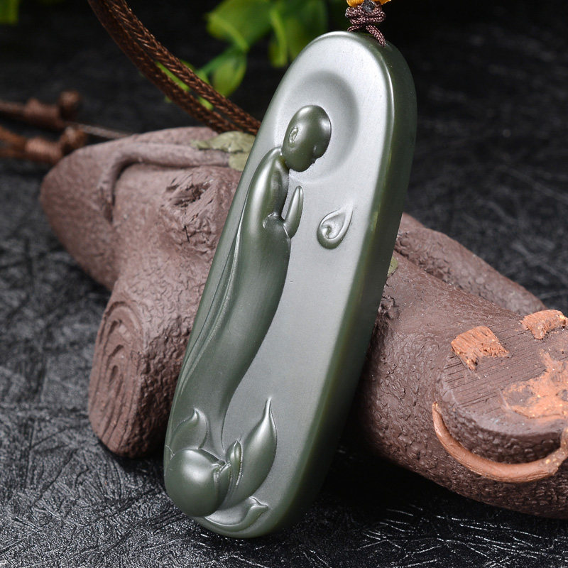 细腻无瑕【悟道】和田玉挂件 雕工精细 线条柔美44克#12008