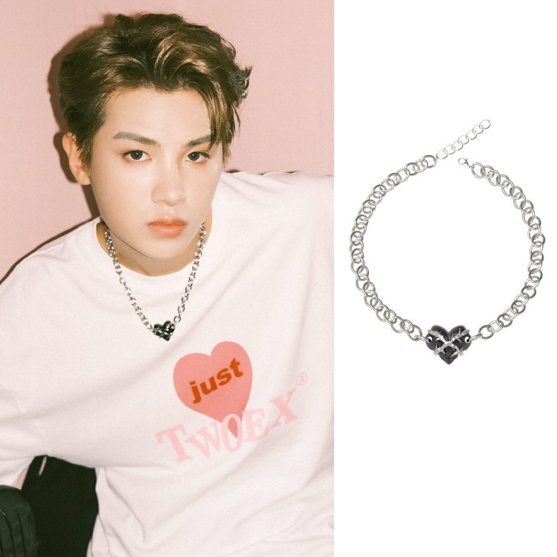 justin 黄明昊同款荆棘爱心项链欧美风嘻哈小众设计新款锁骨链