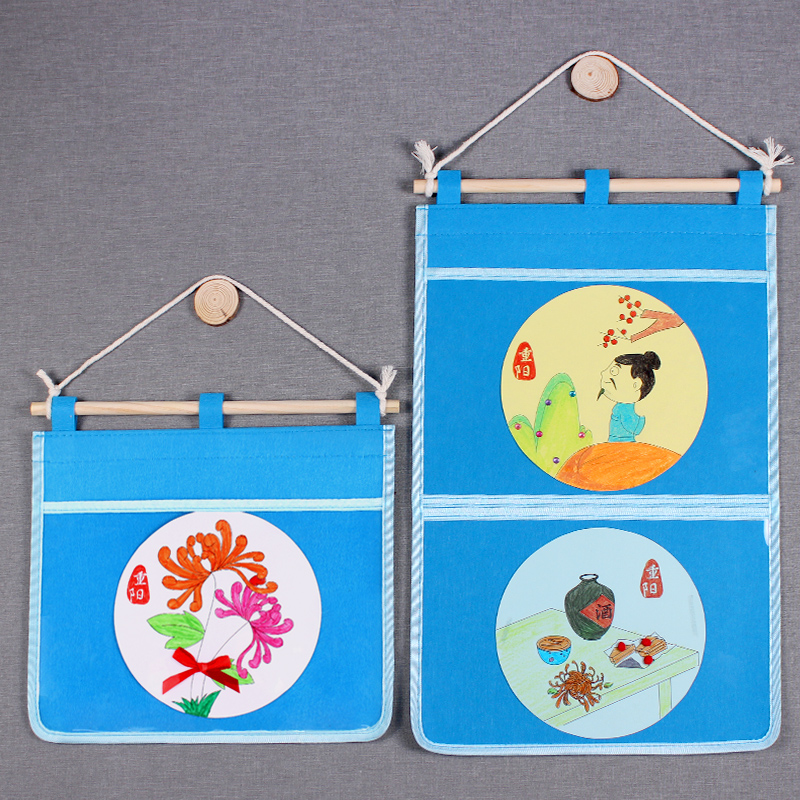 幼儿园作品展示袋幼儿美术绘画画袋a4宝宝作业透明收纳挂袋壁挂式