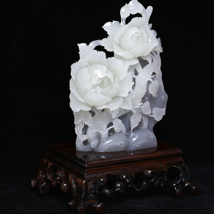 [源头好货-镇平] 河南省玉石雕刻大师王晓义花开富贵527.51g