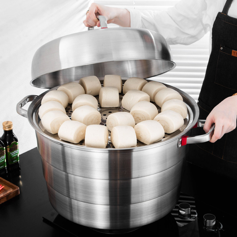 大蒸锅商用特大号三层蒸馒头的锅超大40不锈钢55厘米蒸笼大号60cm