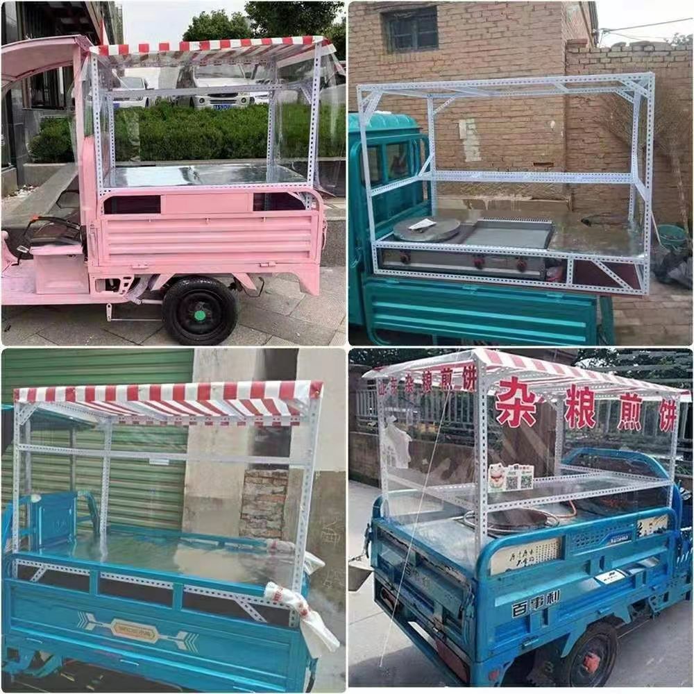 三轮车摆摊架子不锈钢置物展示货架改装多层放东西的小吃早餐推车