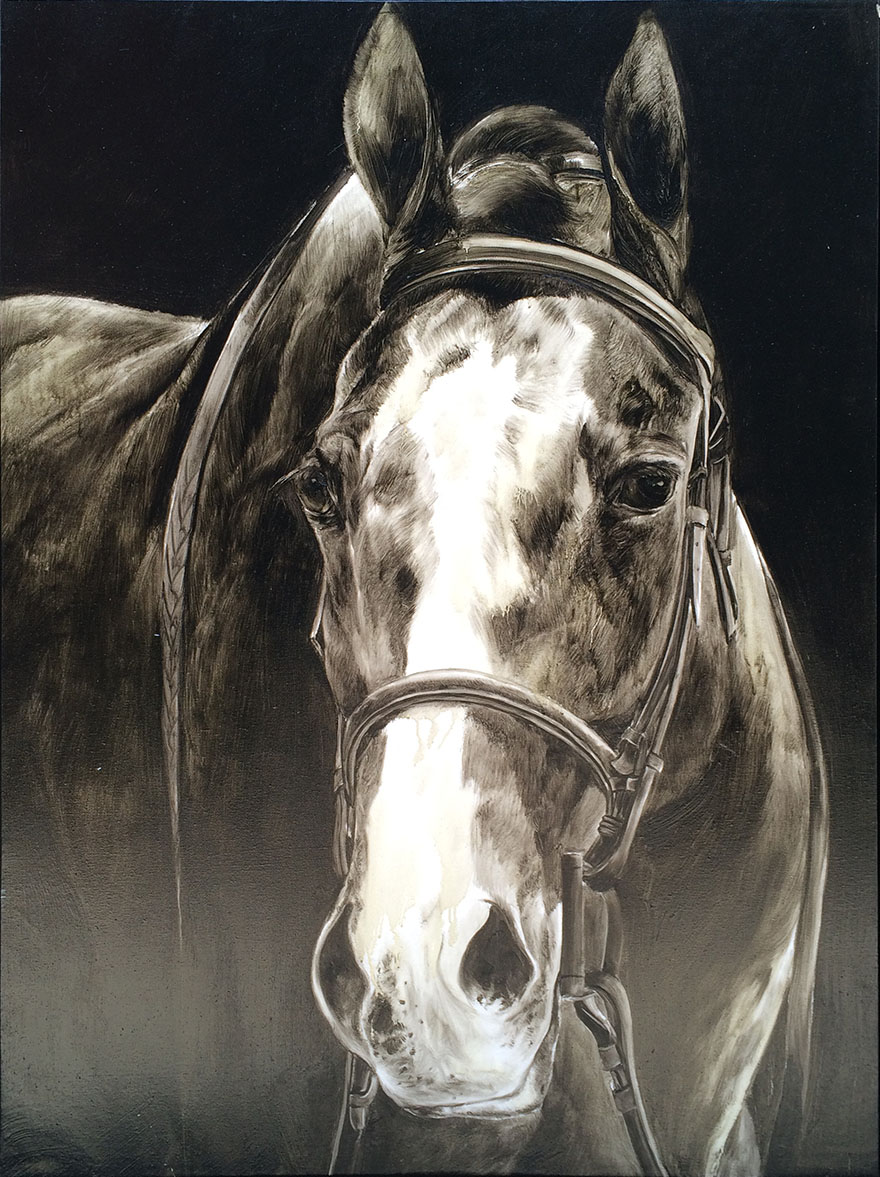 罗国玉90x120《宝马》 知名油画家【恒福艺术】