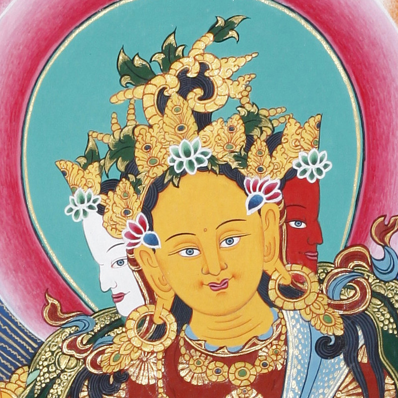 净土结庐 藏传佛教唐卡手工彩绘 六臂三面佛母 20120721-094