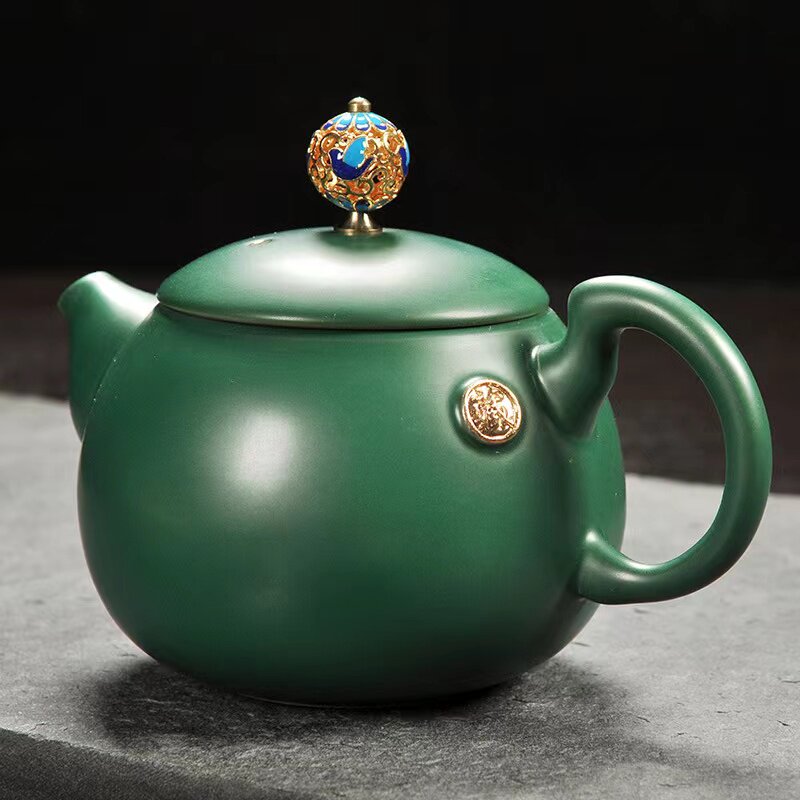 (今日10折)唐月窑中式功夫茶具客厅整套孔雀绿马蹄德