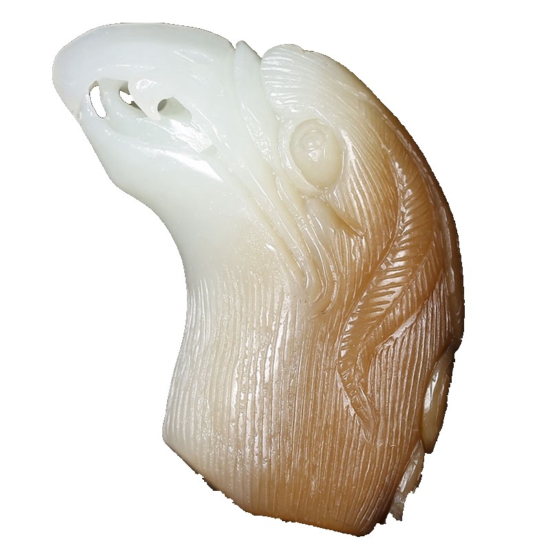 和田玉糖白玉鹰头挂件 68克