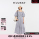 MOUSSY 2024夏季新品复古文艺风格纹露肩长款连衣裙028HSZ30-0851