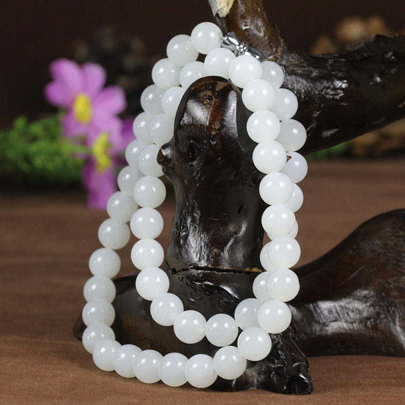 04克 52.04克 和田玉羊脂白玉怀珠抱玉项链j