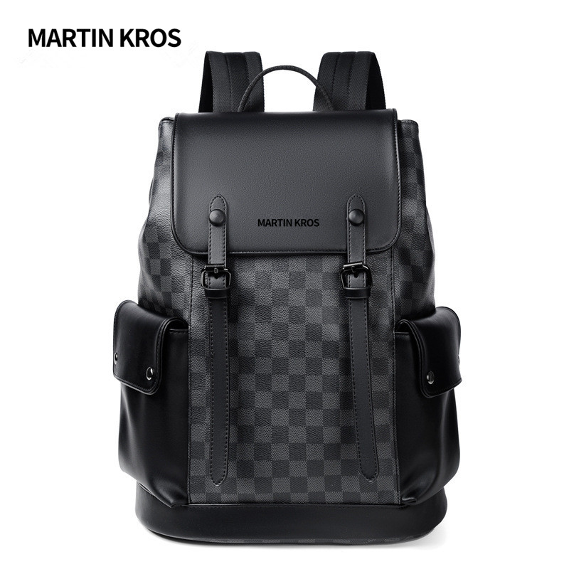 mk双肩包男真皮男士背包欧美时尚旅行包奢侈品牌潮牌大容量电脑包