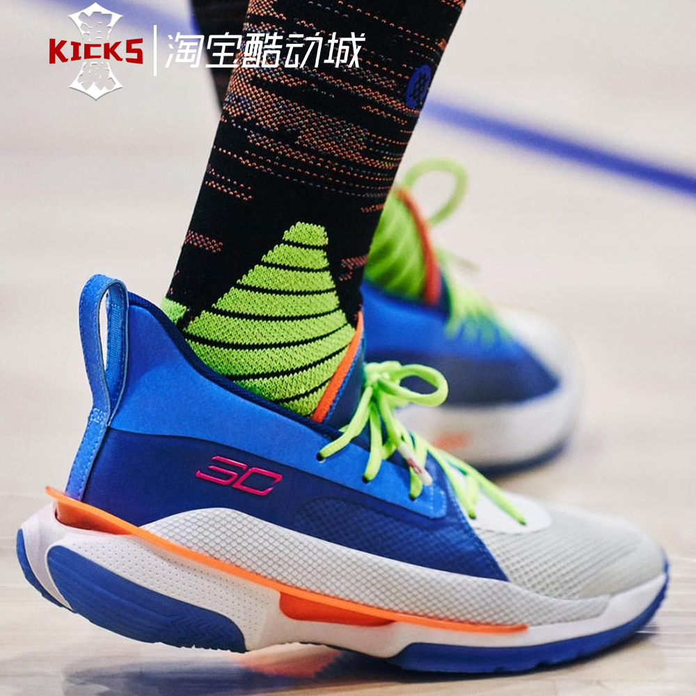 ua curry 7 库里7代篮球鞋 圣诞 湛蓝 3022113-3021258-404