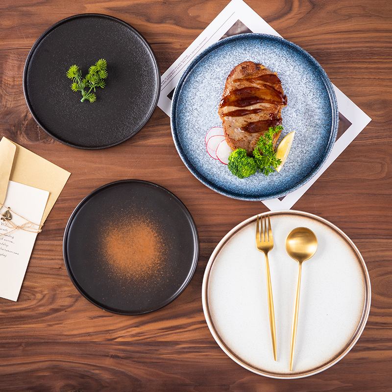 川良烧牛排盘陶瓷平盘家用菜盘高级酒店餐具意面盘日式碟子西餐盘