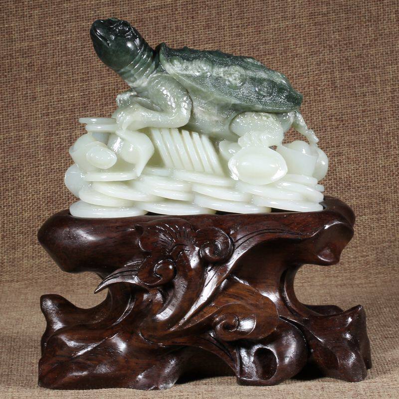 【精品摆件】 和田玉 招财龟 摆件573克