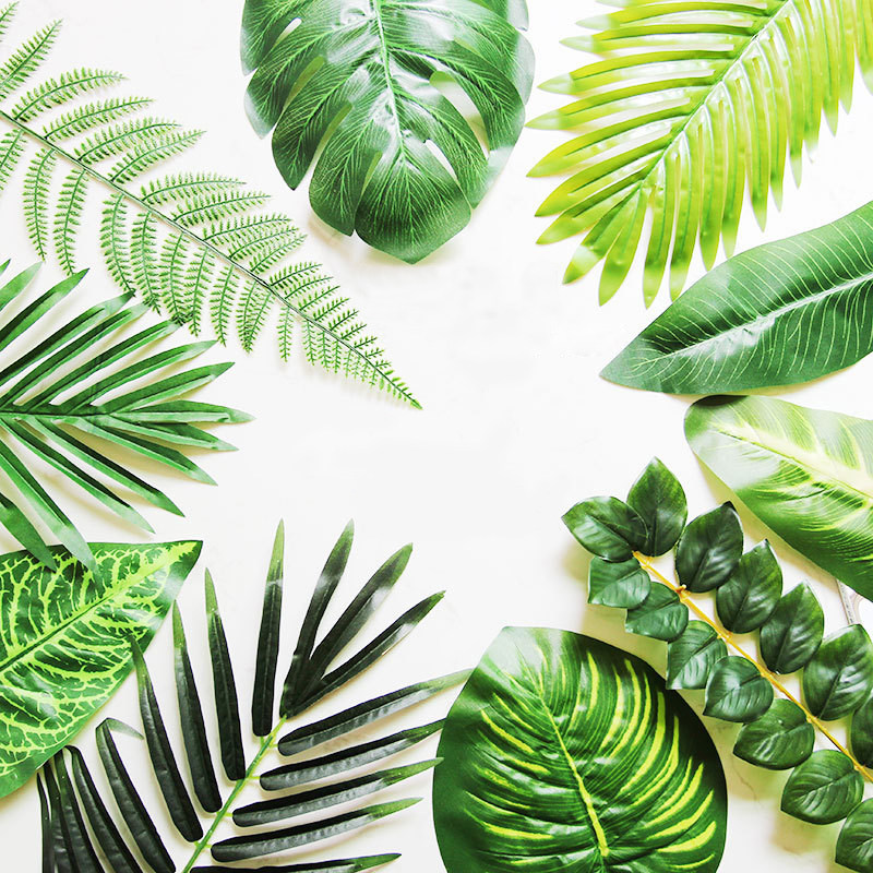 ins龟背叶仿真绿植假树叶大叶子插花装饰单片绿色植物摄影道具