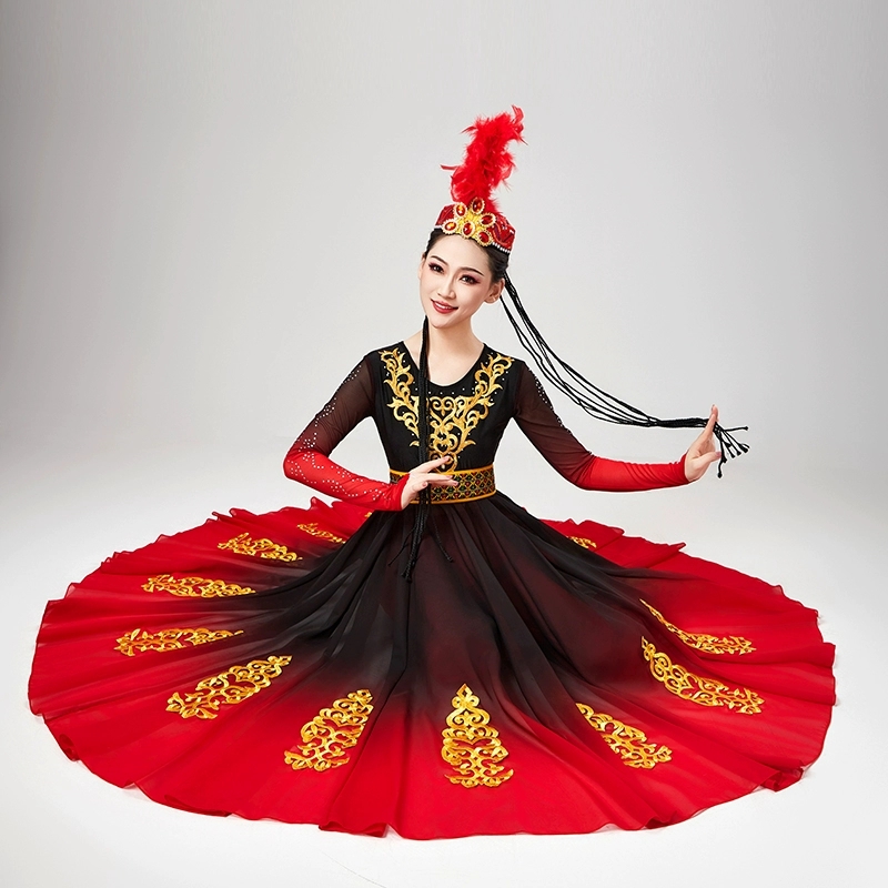 新疆舞蹈服装女新款演出服成人连衣裙