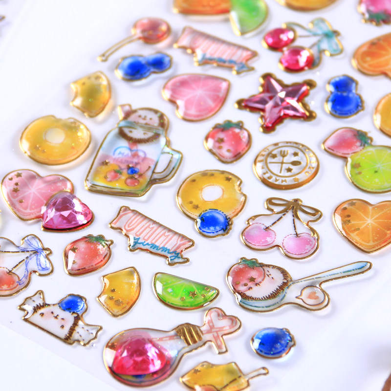儿童水晶钻石卡通立体3d小贴贴纸趣味滴胶小贴画无痕手工益智粘贴