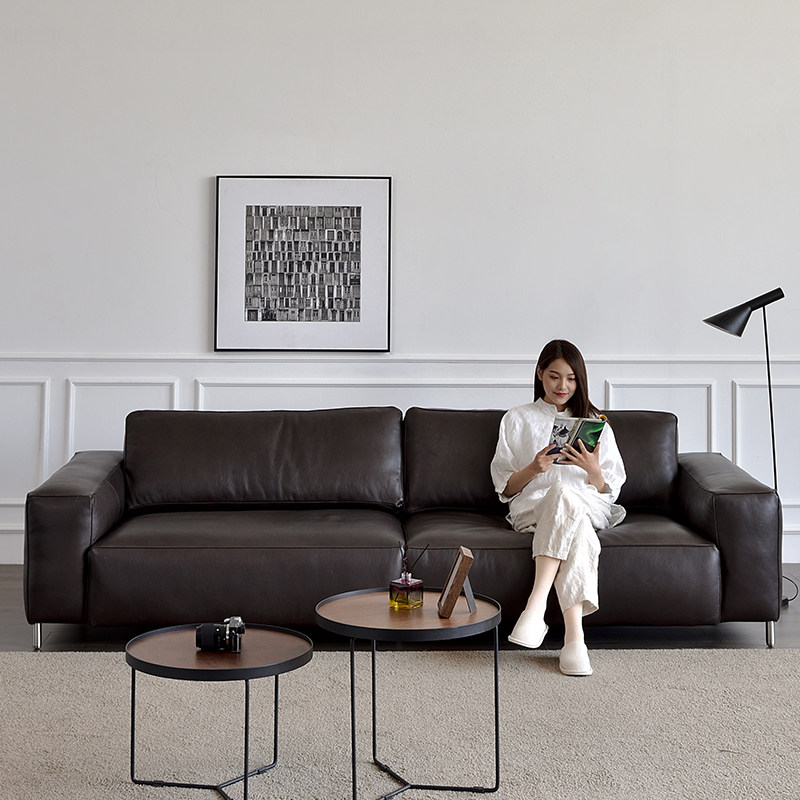 人zhi_北欧意式全真皮进口头层牛皮沙发羽绒四人位表情轻奢大小户型