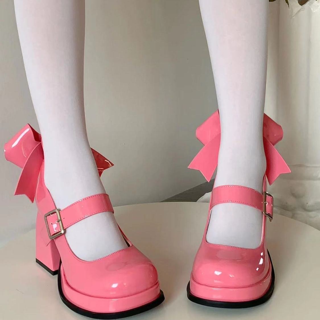 甜美洛丽塔鞋圆头可爱少女Lolita鞋JK日系玛丽珍粗跟高跟鞋防水台