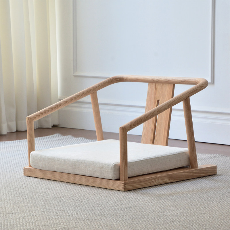 日式和室椅榻榻米全实木靠背椅落地座矮椅子无腿飘窗座椅