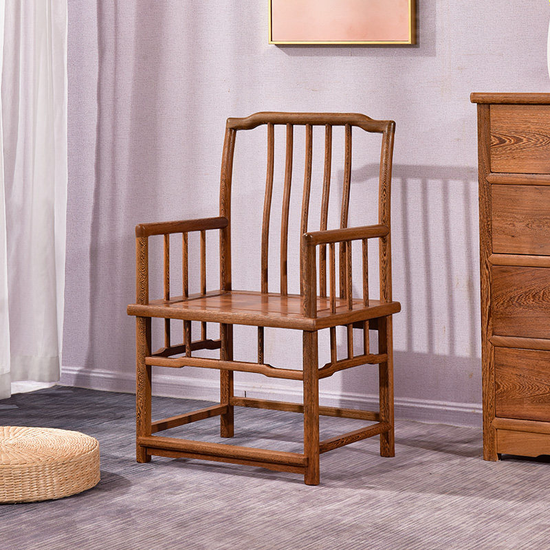 鸡翅木梳背椅休闲椅官帽椅实木围椅圈椅红木办公椅笔杆椅书桌椅子