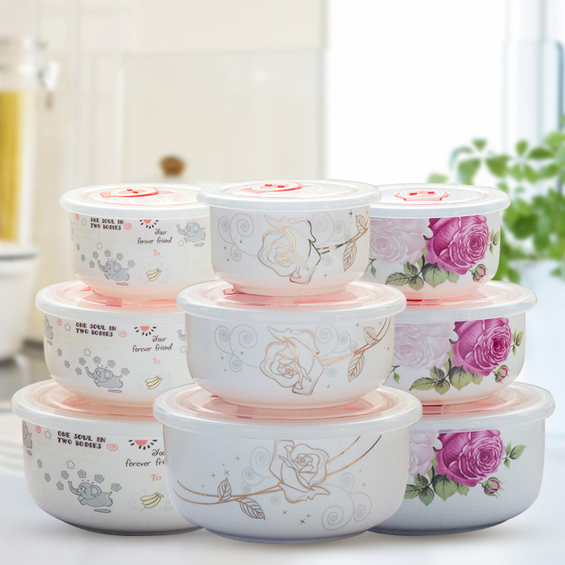 Bone Fresh Bowl Three-piece Suite Large A bowl of instant noodles With cover Microwave Bowl Ceramic bowl Bento lunch boxes Instant noodle bowlin the Tableware , Tableware , Bowl category - from Buy2taobao.com to provide professional Taobao agent buy service
