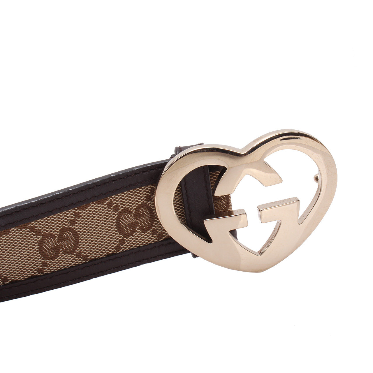 [9.5新]陈列品古驰gucci中性爱心金头皮带hbjy0200102