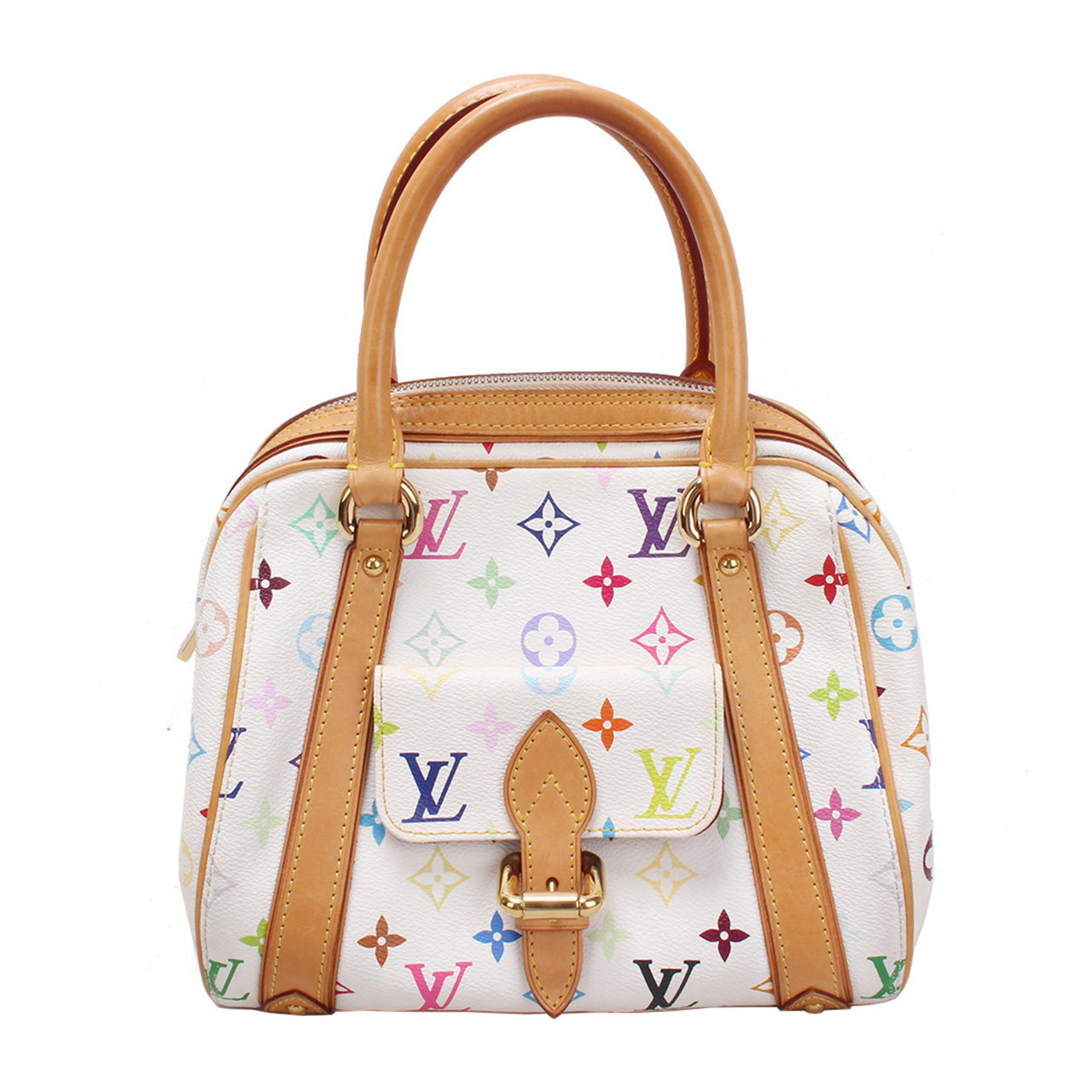 [9.0新]路易威登lv女士白三彩手提包a60616001