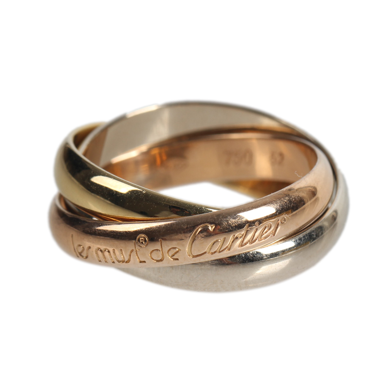 [9.5新]卡地亚cartier中性750三色金三环戒指国内12号70703008