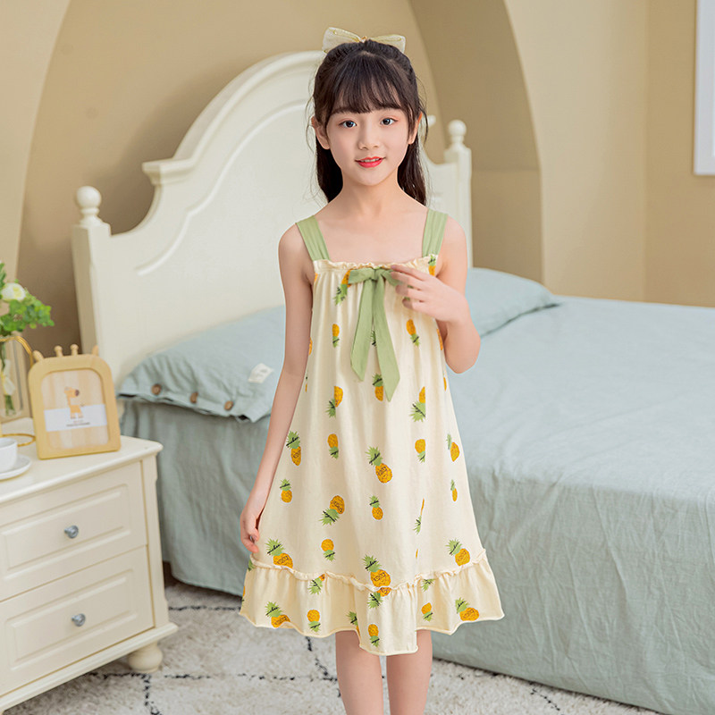 女童睡裙夏季薄款纯棉吊带连衣裙小女孩贴身公主裙中大童学生睡衣