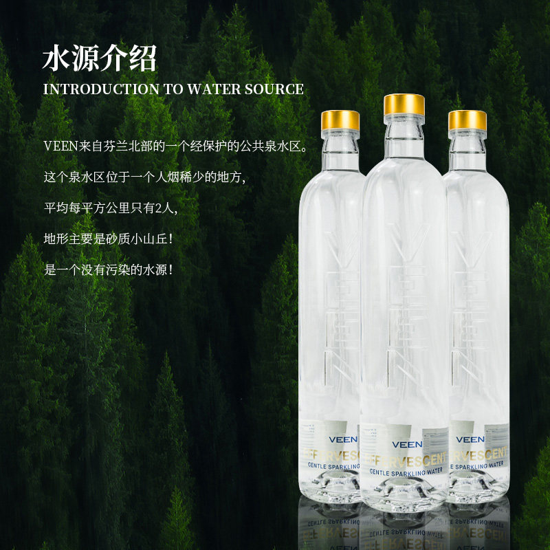 芬兰进口veen薇恩含气大瓶矿泉水660ml12玻璃瓶整箱高端水
