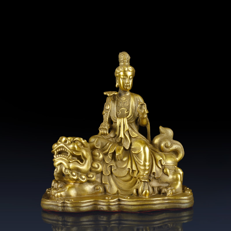 纯铜文殊菩萨摆件本命佛汽车内装饰品车摆件铜佛像送男女朋友礼品