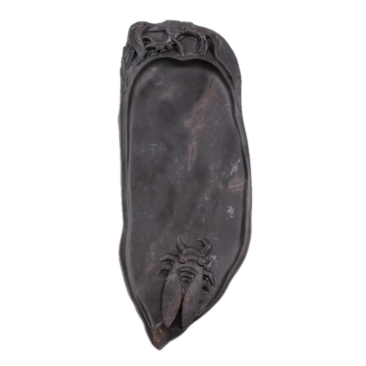 黄锦彪作品 老坑《秋叶》砚 漂亮翡翠带 实用精品