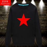 Chinese red five-pointed star round neck sweater male and female students personality red five-star thin section long-sleeved top clothes spring and autumn clothes