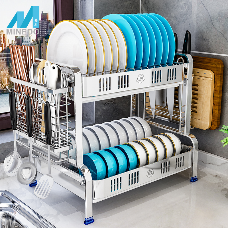 304不锈钢碗架沥水架厨房置物架台面晾放碗筷碗碟碗盘家用收纳架
