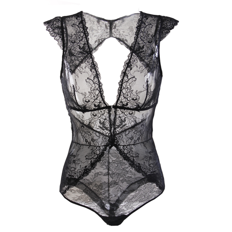 仙本家的优惠券大全—法式性感连体衣紧身打底蕾丝露背内衣收腰修身