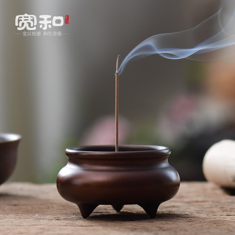 宽和 香炉纯铜家用室内供奉檀香线香炉 仿古茶道禅意供佛香薰炉