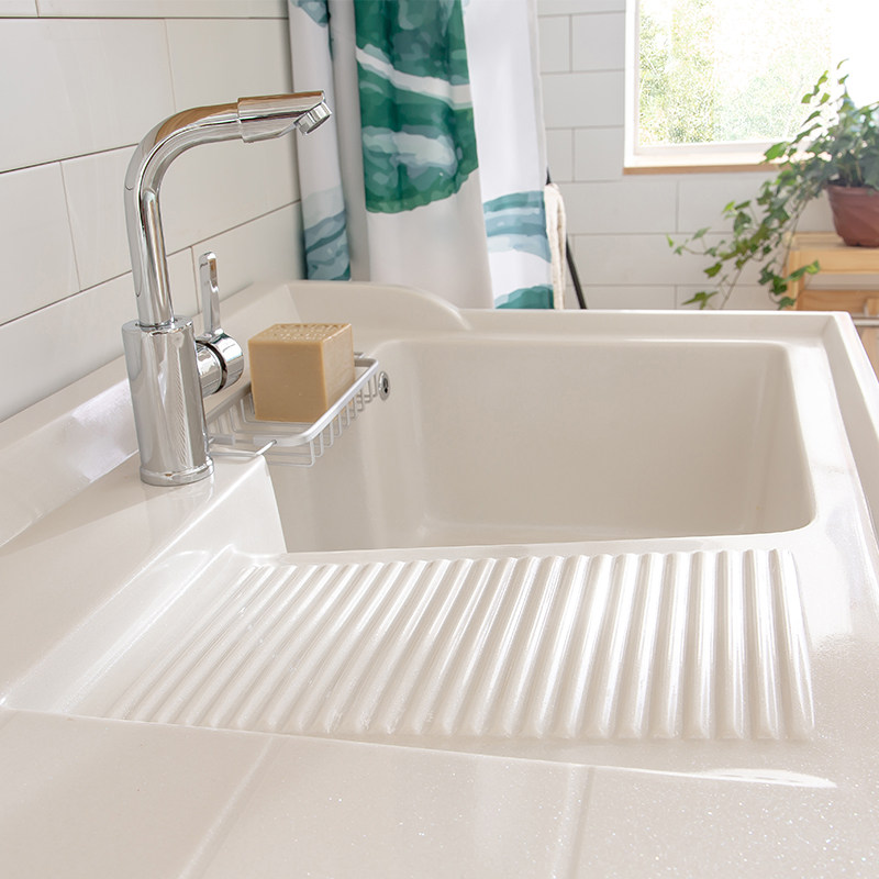 阳台洗衣池定制带搓衣板一体台盆卫生间水槽洗衣盆衣槽切角石英石