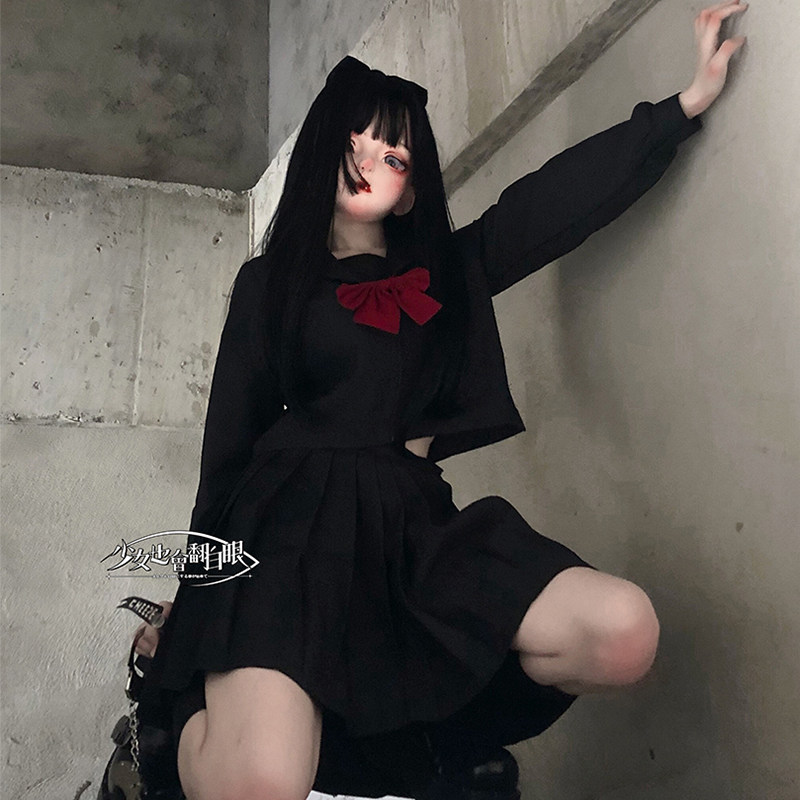 少女也会翻白眼:甜美双色白三本关西襟长袖jk制服水手服套装包邮