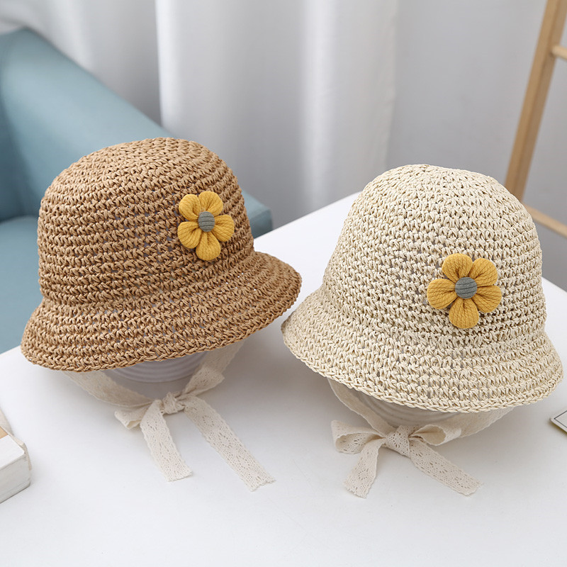 宝宝帽子夏季婴儿防晒太阳帽洋气拍照儿童草帽女童沙滩遮阳渔夫帽