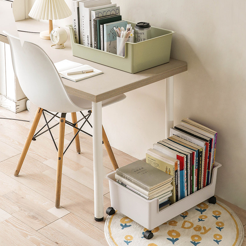 书包书本收纳神器书桌下置物架带轮学生宿舍高中教室书籍整理箱盒